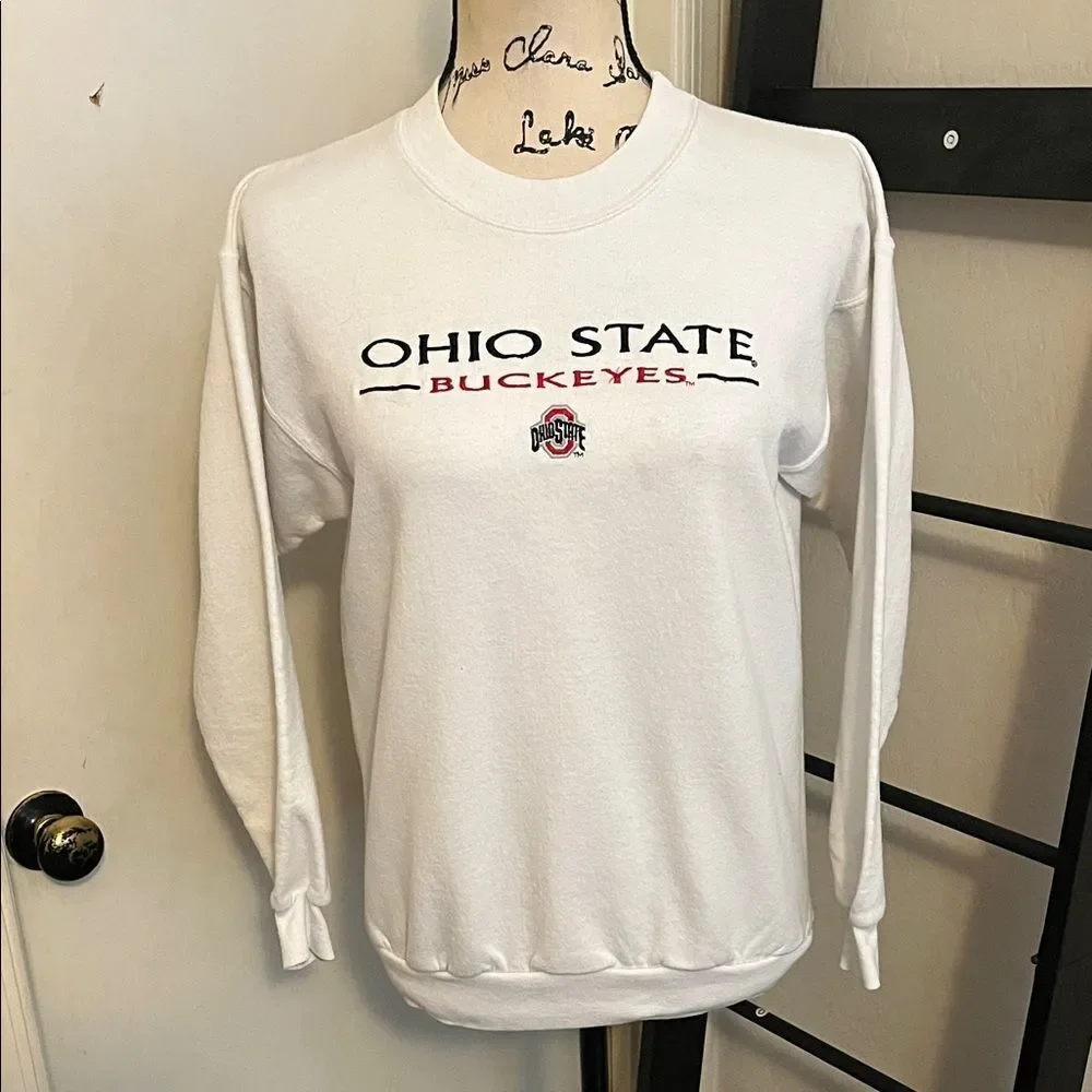 Ohio State Buckeyes Vintage Graphic White Pullover Sweatshirt